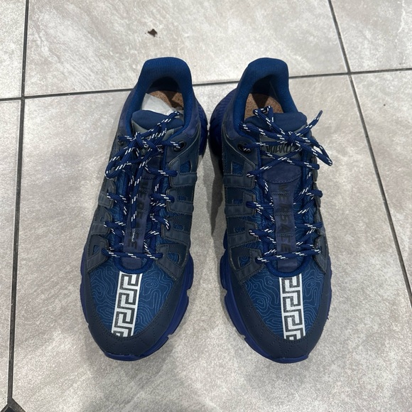 Versace Navy and White Patterned Sneakers
